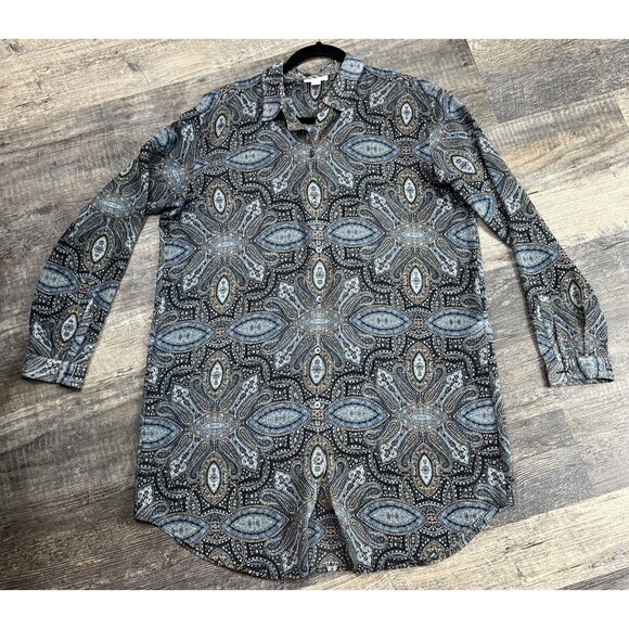 J. Jill Blouse Women's Size Small Paisley Tunic Mandala Long Sleeve Blouse - Picture 13 of 13